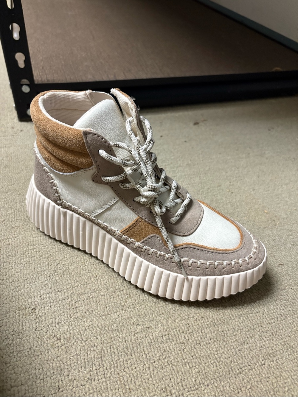 Dolce Vita White, Tan & Gray High-Top Sneakers